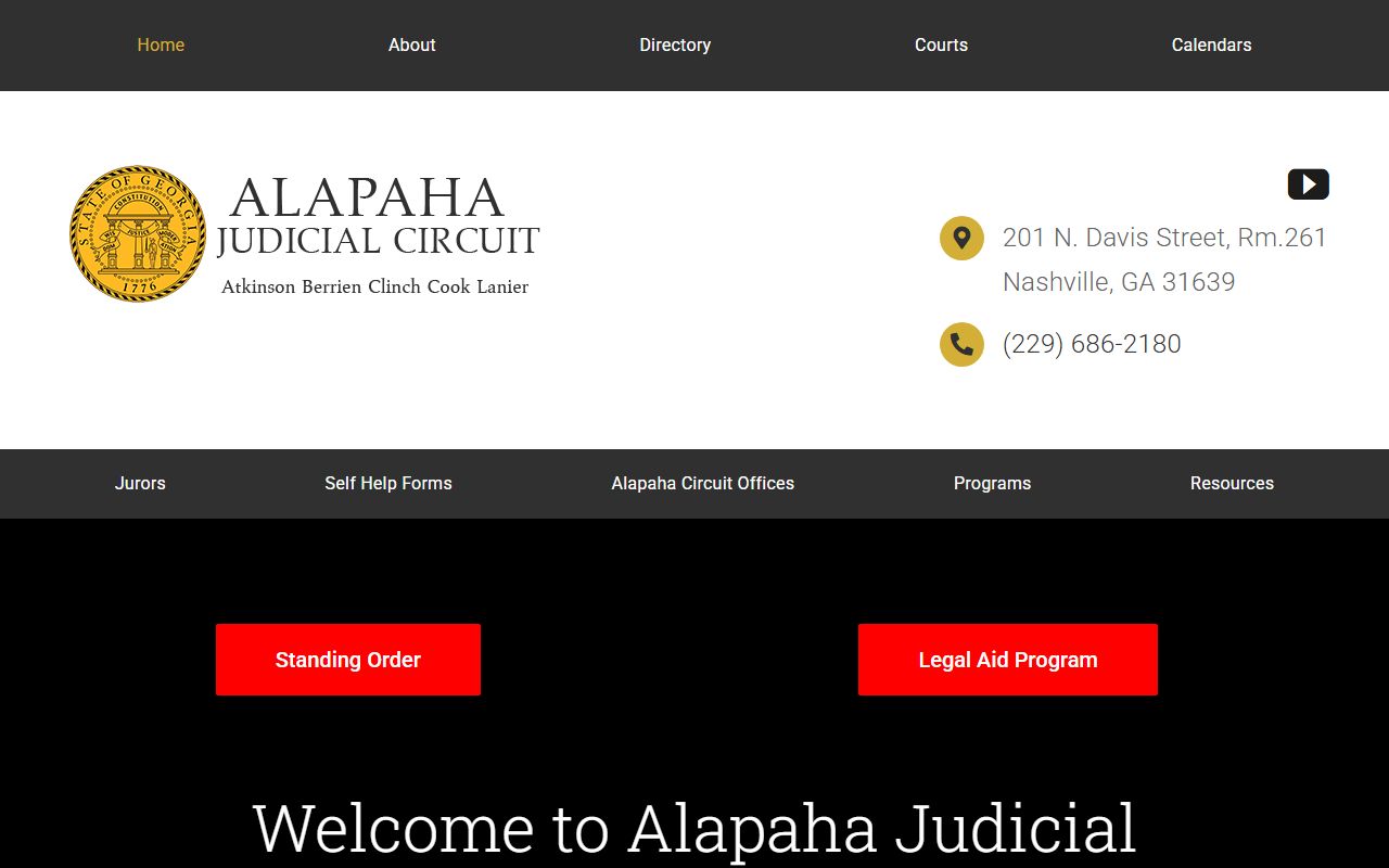 Alapaha Judicial Circuit website with court calendars and resource links
